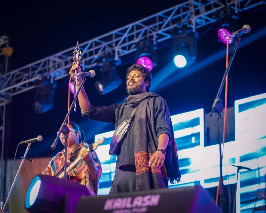 Live singers in Bhopal Devesh Bhuruya performing passionately on stage