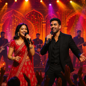 Live Singer & Live Bands in Bangalore performing at a vibrant event with a cheering crowd