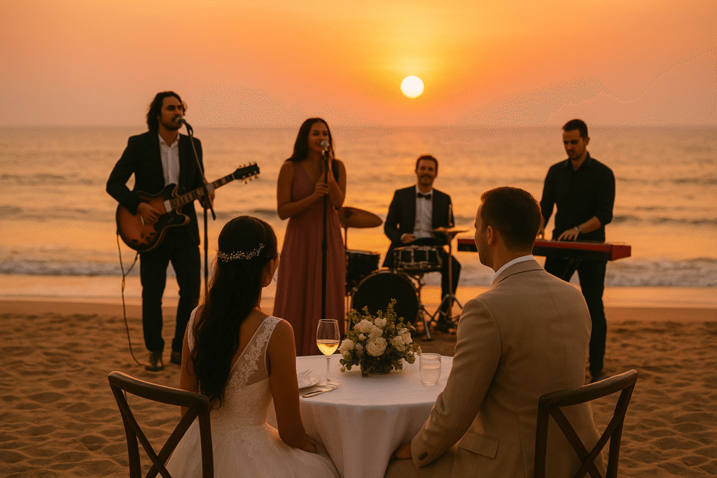Book a live wedding band in Goa for a romantic sunset beach wedding