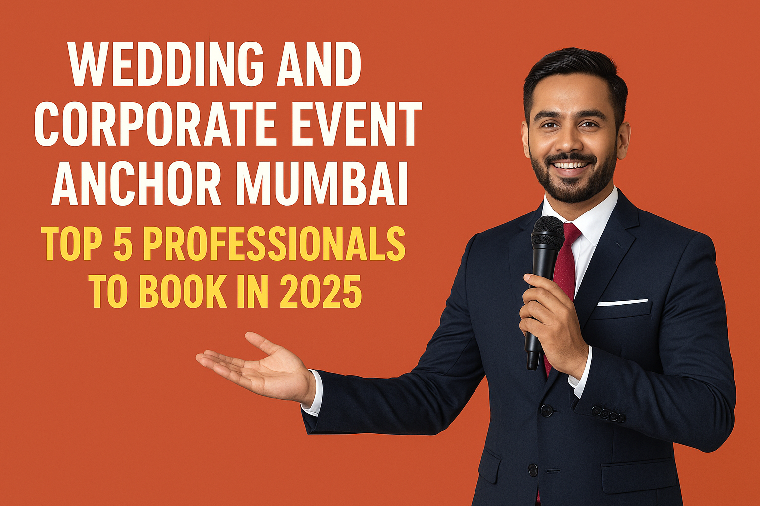 Professional wedding and corporate event anchor in Mumbai hosting a lively ceremony.