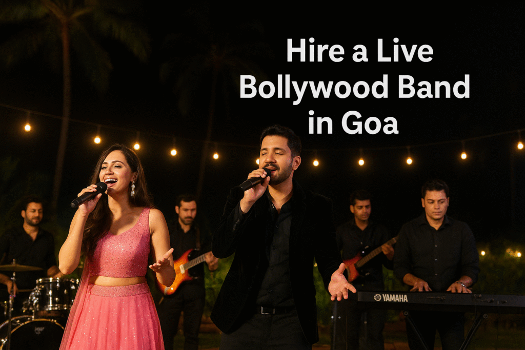 Hire a live Bollywood band entertaining guests in Goa with a vibrant night performance.