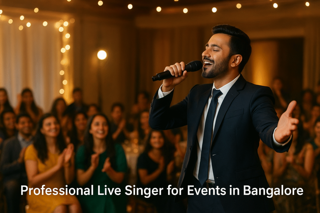 professional live singer for events in Bangalore performing for an audience at a wedding or corporate function