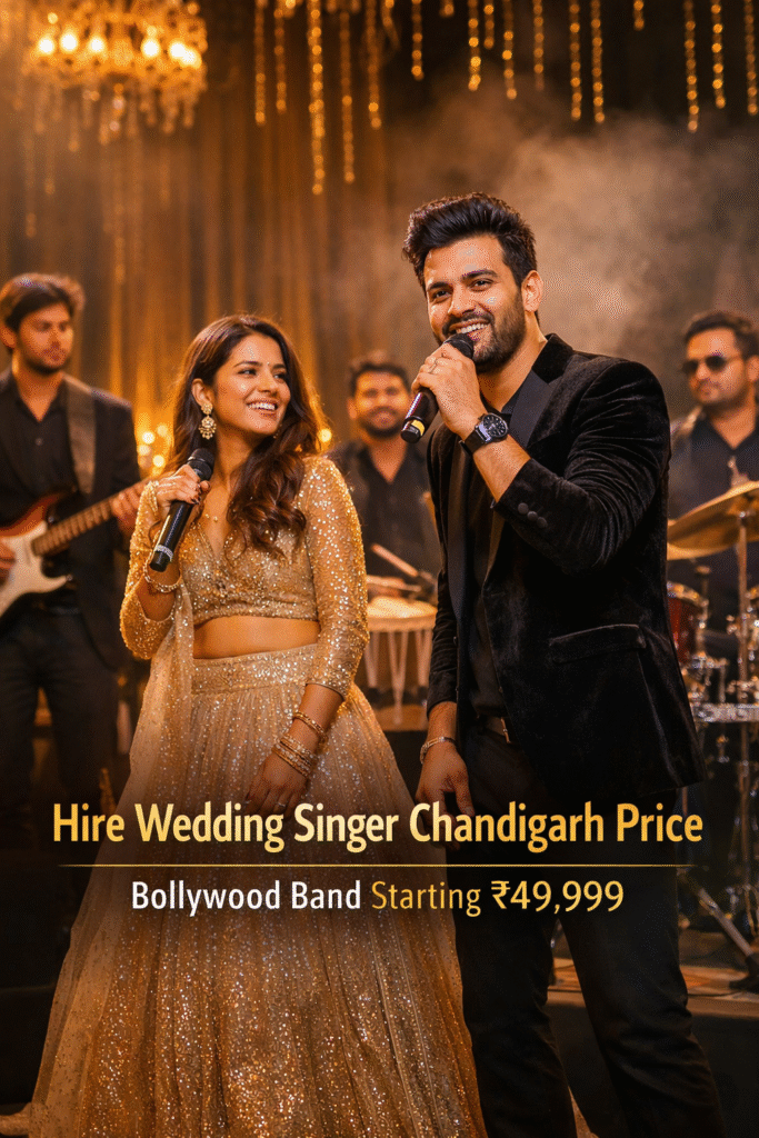 Hire wedding singer Chandigarh price with Bollywood live band performance at wedding sangeet and reception event
